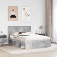 Bedframe met hoofdeinde Beton 140 x 190 cm Massief grenenhout - thumbnail
