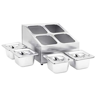 Gastronormbakkenhouder met 4 GN 1/6 bakken roestvrij staal