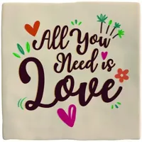 Plenty Gifts tegeltje keramiek all you need is love 10x10cm crème - thumbnail