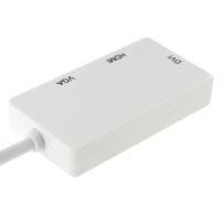 Mini DisplayPort mannetje naar HDMI + VGA + DVI vrouwtje Adapter Converter kabel voor Mac Book Pro Air, Kabel Lengte: 17cmwit - thumbnail
