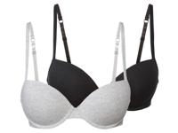 esmara 2 dames beugel BH's (Zwart/grijs, 85C) - thumbnail