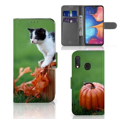 Samsung Galaxy A20e | Telefoonhoesje | Met pasjeshouder | Kitten