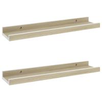 Wandschappen 2 st 40x9x3 cm wit sonoma eikenkleurig - thumbnail