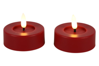 Maxi theelicht rustiek LED rond Lyon rood 2 stuks hoogte 5,5 x 6,7 cm - thumbnail