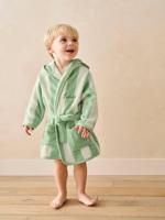 Badjas voor baby's met strepen TRANSAT capsule familie, te personaliseren, met gerecycled katoen groen, gestreept - thumbnail