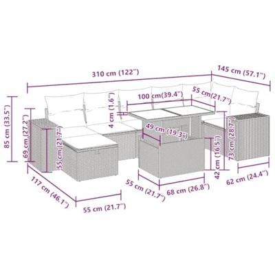 5-delige Loungeset met kussens poly rattan zwart 5-delige Loungeset met kussens poly rattan zwart