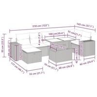 5-delige Loungeset met kussens poly rattan zwart - thumbnail