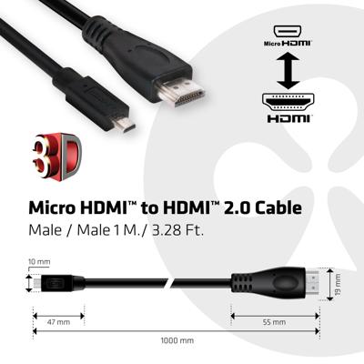 Club 3D Micro HDMI > HDMI 2.0 kabel