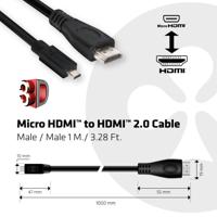 Club 3D Micro HDMI > HDMI 2.0 kabel - thumbnail