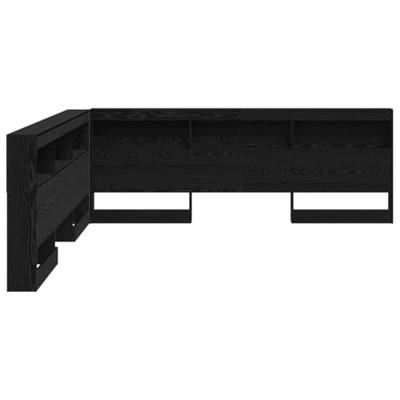 Opberghoofdbord met plank Zwart eiken 180 cm Bewerkt hout