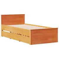 Bedframe zonder matras met hoofdbord hout wasbruin 135x190 cm - thumbnail