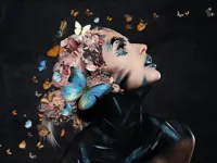 Alexsar Art schilderij Deco panel vlinder vrouw 150x100cm - thumbnail