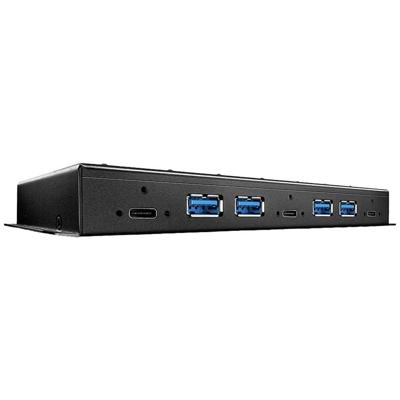 LINDY 43275 43275 USB-hub 7 poorten USB-A, DC-aansluiting 3,5 mm USB 3.1 Gen2 10 GBit/s Zwart