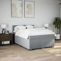 Boxspring met matras stof lichtgrijs 140x200 cm - thumbnail