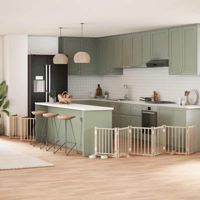 Hondenhek inklapbaar met deur 15 panelen 750 cm populierenhout