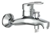 BATONI ééngreepsmengkraan bad, chroom keramische schijven geluidsarme, verwisselbare 40 mm cartouche ½" (Ø ca. 1,9 cm) verbinding voor doucheslang open metalen greep garantie: 5 jaar - thumbnail