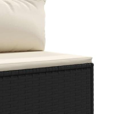 7-delige Loungeset met kussens poly rattan zwart