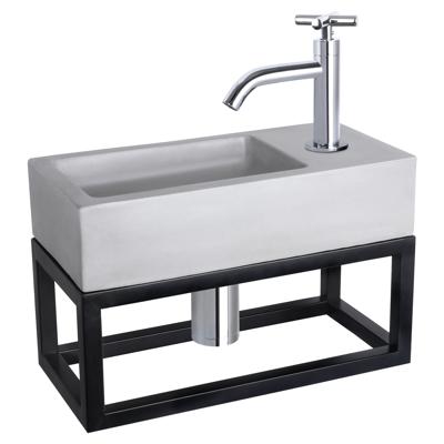 Differnz Differnz Ravo fonteinset beton lichtgrijs - kraan kruis - met handdoekrek chroom Differnz Differnz Ravo fonteinset beton lichtgrijs - kraan kruis - met handdoekrek chroom