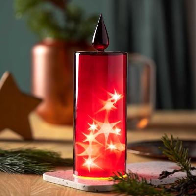 Leonardo Autentico Kaarslamp 27 cm met ledverlichting rood