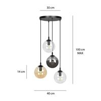 NADUVI Collection Glazen hanglamp eetkamer Cosmo rond 4-lichts - thumbnail