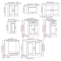 8-delige Keukenkastenset Kalmar bewerkt hout oud houtkleurig - thumbnail