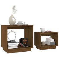 2-delige Salontafelset massief grenenhout honingbruin - thumbnail
