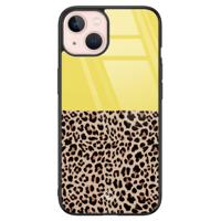 iPhone 13 glazen hardcase - Luipaard geel - thumbnail