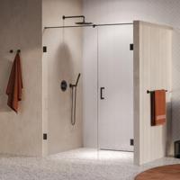 Brauer Void - Nisdeur - 2-Delig - Helder Glas - 150 x 200 cm - Omkeerbaar - met Draaideur 70 cm - Aan Muur - incl. Glascoating - PVD Gunmetal - thumbnail