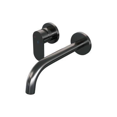 Gunmetal Edition inbouw wastafelmengkraan met gebogen uitloop, rozetten - C2 gunmetal geborsteld PVD