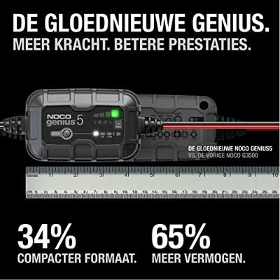 NOCO GENIUS5 5A acculader voor 6V/12V accu's met onderhouds- en ontzwavelingsfunctie