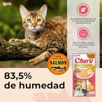 INABA Churu Puree Kattensnacks Creamy Snacks, hoogwaardige eiwitten met zalm en kip, 56 g (1 stuk), kattensnacks in premium kwaliteit - thumbnail