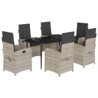7-delige Tuinset met kussens poly rattan grijs - thumbnail