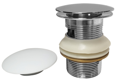 Badafvoer Klikplug En Sifon met Solid Surface Cover Chroom Mat Wit OP=OP Badafvoer Klikplug En Sifon met Solid Surface Cover Chroom Mat Wit OP=OP