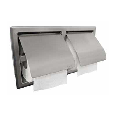 Wiesbaden Sunk dubbele inbouw toiletrolhouder met klep RVS