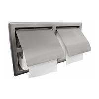 Wiesbaden Sunk dubbele inbouw toiletrolhouder met klep RVS - thumbnail
