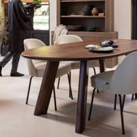 WOOOD Organische Eettafel 'Roundly' Mangohout, 160 x 110cm, kleur Walnoot - thumbnail