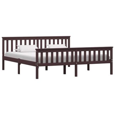 Bedframe massief grenenhout donkerbruin 180x200 cm