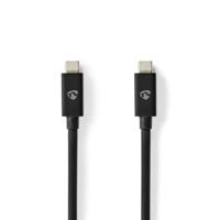 Nedis USB-Kabel | USB 4.0 Gen 2x2 | USB-C Male | USB-C Male | 240 W | 8K@60Hz | 20 Gbps | Vernikkeld | 2.00 m | Rond | PVC | Zwart | Envelop - - thumbnail