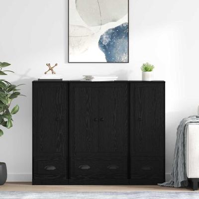 Dressoir met lade 3 pcs Zwart Eiken Bewerkt hout