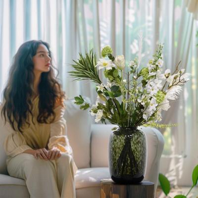 Handgebonden Kunstboeket Harmony Berlin - Wit/Groen