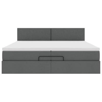 Ottoman bed met matras 200x200 cm stof donkergrijs