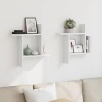 Wandschappen 2 st 50x12x50 cm bewerkt hout wit - thumbnail