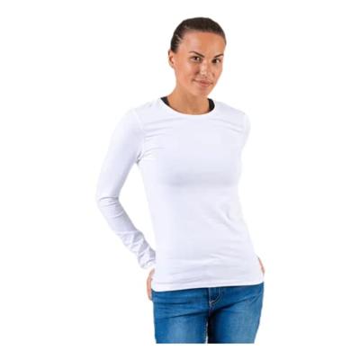 Dames ondershirt lange mouw - Long Tee - Katoenen T-shirt lange mouwen - Wit - Zwart - thumbnail