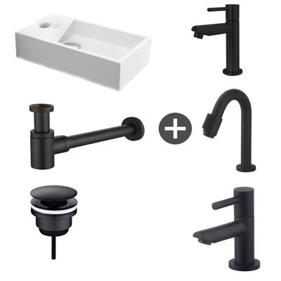 Fonteinpack Solid Surface Links Mat Wit 40x22x10 cm (Keuze uit 4 zwarte kranen) Fonteinpack Solid Surface Links Mat Wit 40x22x10 cm (Keuze uit 4 zwarte kranen)