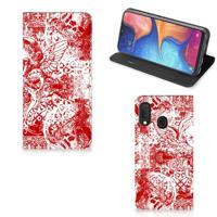 Mobiel BookCase Samsung Galaxy A20e Angel Skull Rood - thumbnail