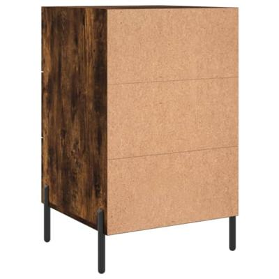 Nachtkastje 40x40x66 cm bewerkt hout gerookt eikenkleurig