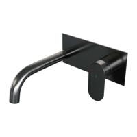 BRAUER Gunmetal Edition inbouw wastafelmengkraan met gebogen uitloop en afdekplaat model C1 gunmetal geborsteld PVD - thumbnail