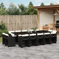 15-delige Tuinset met kussens poly rattan zwart - thumbnail