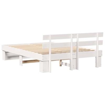 Bedframe met hoofdeinde Wit 150 x 200 cm Massief grenenhout Bedframe met hoofdeinde Wit 150 x 200 cm Massief grenenhout