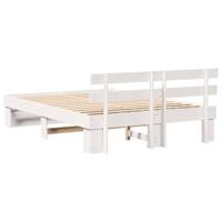 Bedframe met hoofdeinde Wit 140 x 200 cm Massief grenenhout - thumbnail